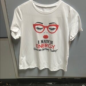 White Graphic Tee with Red Accents